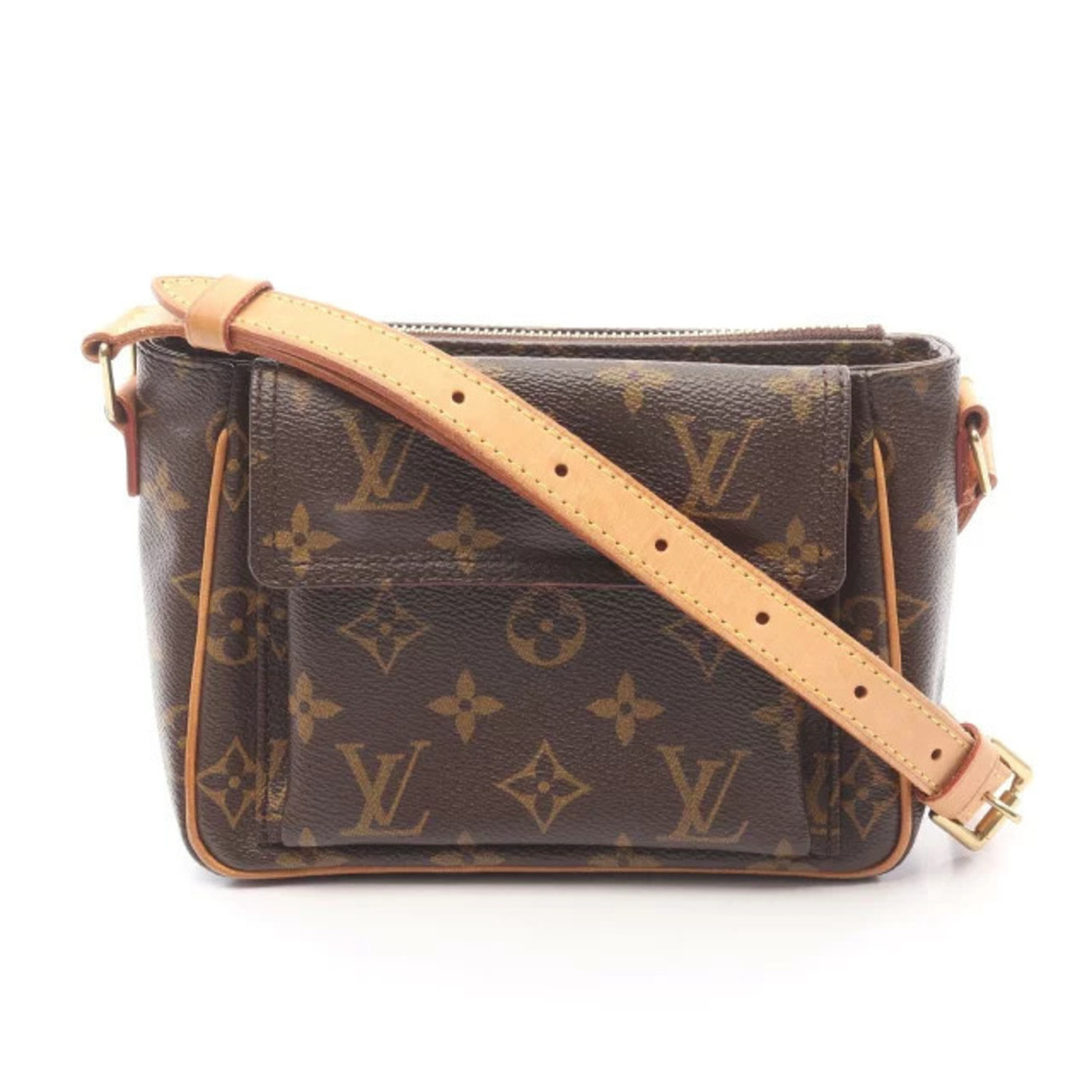 Louis Vuitton Vivacite Monogram Shoulder Bag Canvas Leather Brown